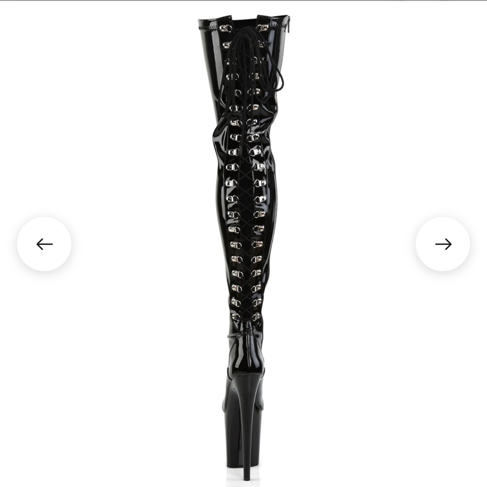 Pleaser Black Patent Lace-Up Over-The-Knee Platform Boots - Picture 6 of 6